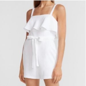 Express White Ruffle Cami Romper